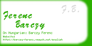 ferenc barczy business card